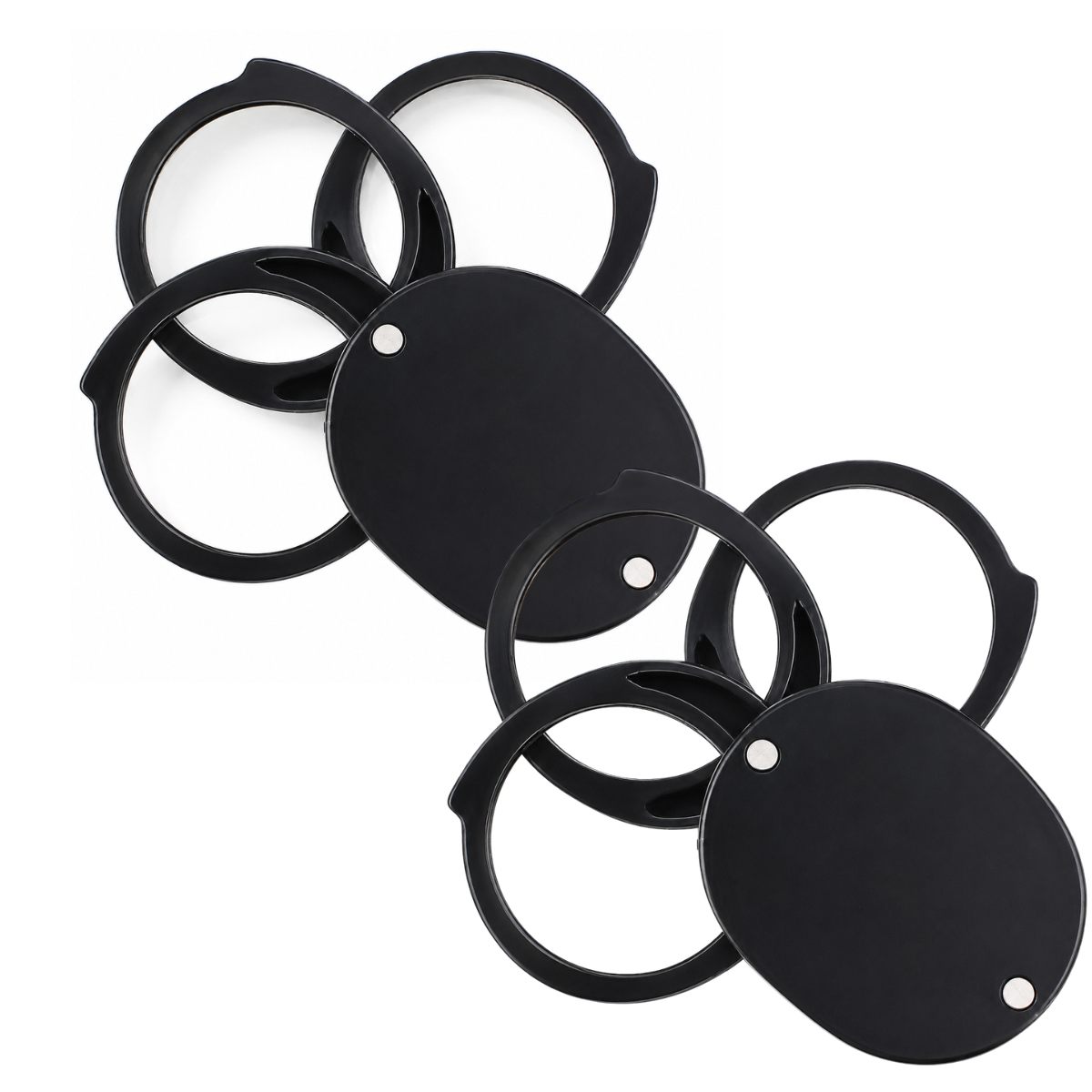 Triple Lens Pocket Loupe Magnifier, 3X Each Lens, 6X/9X Combined Magnification, 3/4" Folding Swivel Lenses with Protective Black Case, Pack of 2