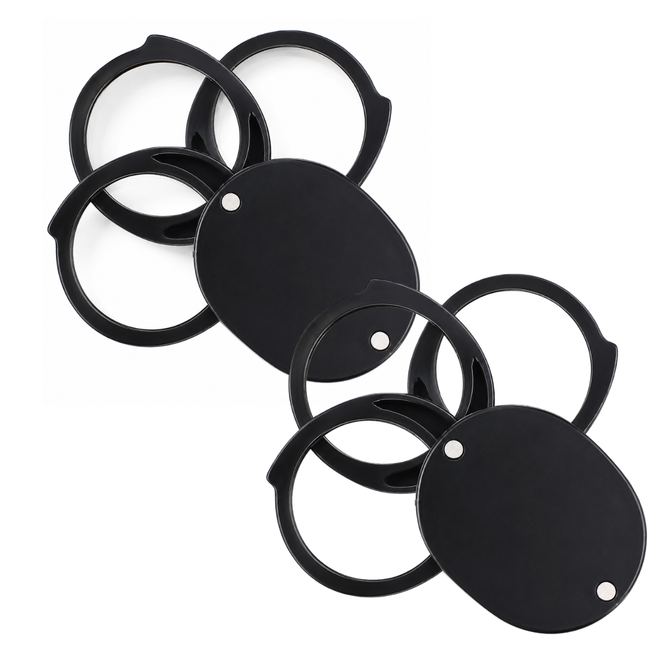 Triple Lens Pocket Loupe Magnifier, 3X Each Lens, 6X/9X Combined Magnification, 3/4" Folding Swivel Lenses with Protective Black Case, Pack of 2