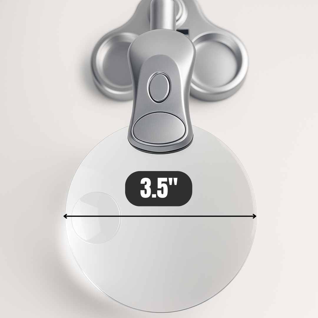 3.5" Rimless Magnifier Lamp with LED Light and Storage Base – 3X & 4.5X Power, Flexible Neck, Weighted Base, Batteries Included