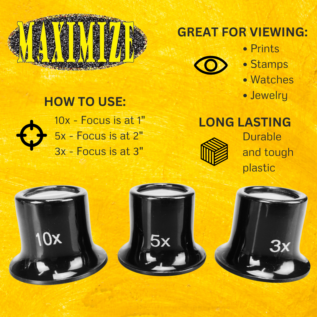 3 Piece Black Jeweler's Loupe Set - 3X, 5X and 10X Power - MG-20900