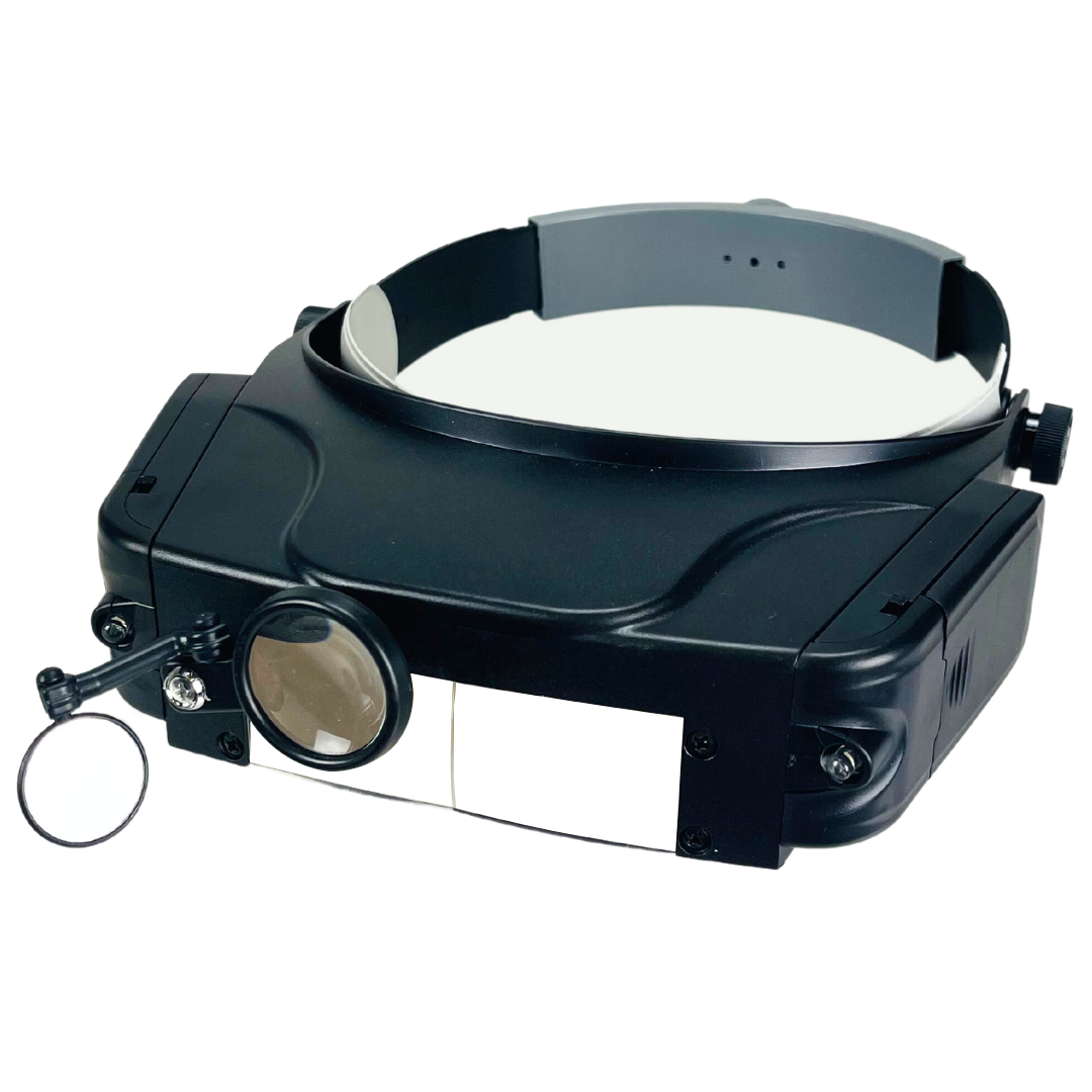 LED Illuminated Head Magnifier | 4 Lenses, Extra Swivel Down Lens  - MG-18329