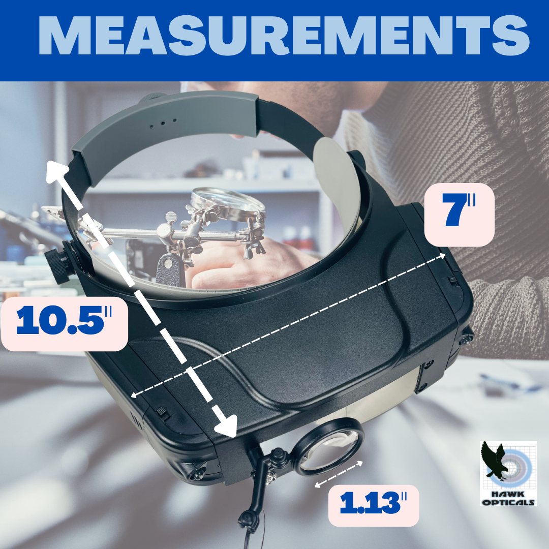 LED Illuminated Head Magnifier | 4 Lenses, Extra Swivel Down Lens  - MG-18329