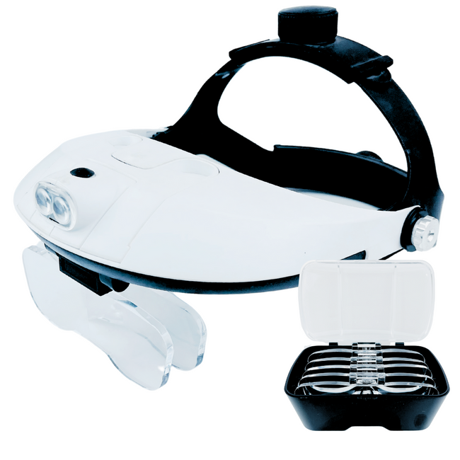 LED Illuminated Head Magnifier| 5 Interchangeable Lenses  - MG-15151
