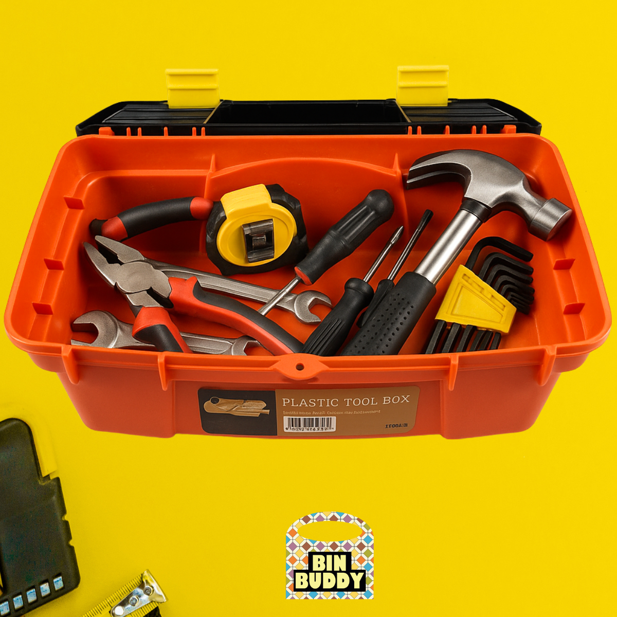 3-Piece Plastic Tool Box Set with Tray – Durable Orange Storage Organizer with Secure Latches & Top Compartments