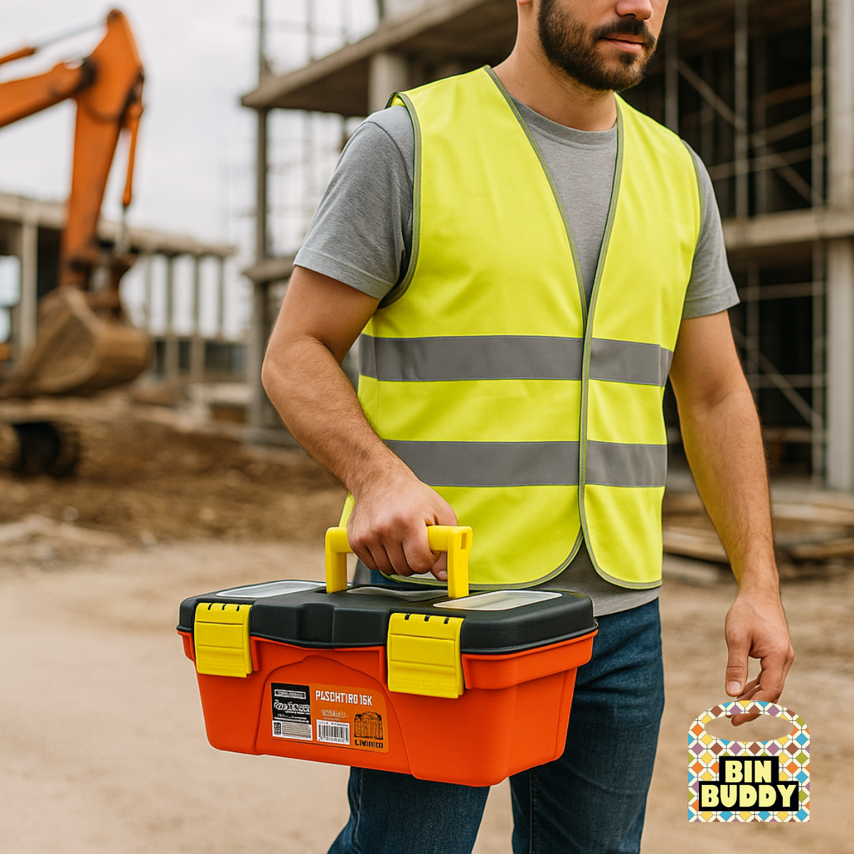 3-Piece Plastic Tool Box Set with Tray – Durable Orange Storage Organizer with Secure Latches & Top Compartments