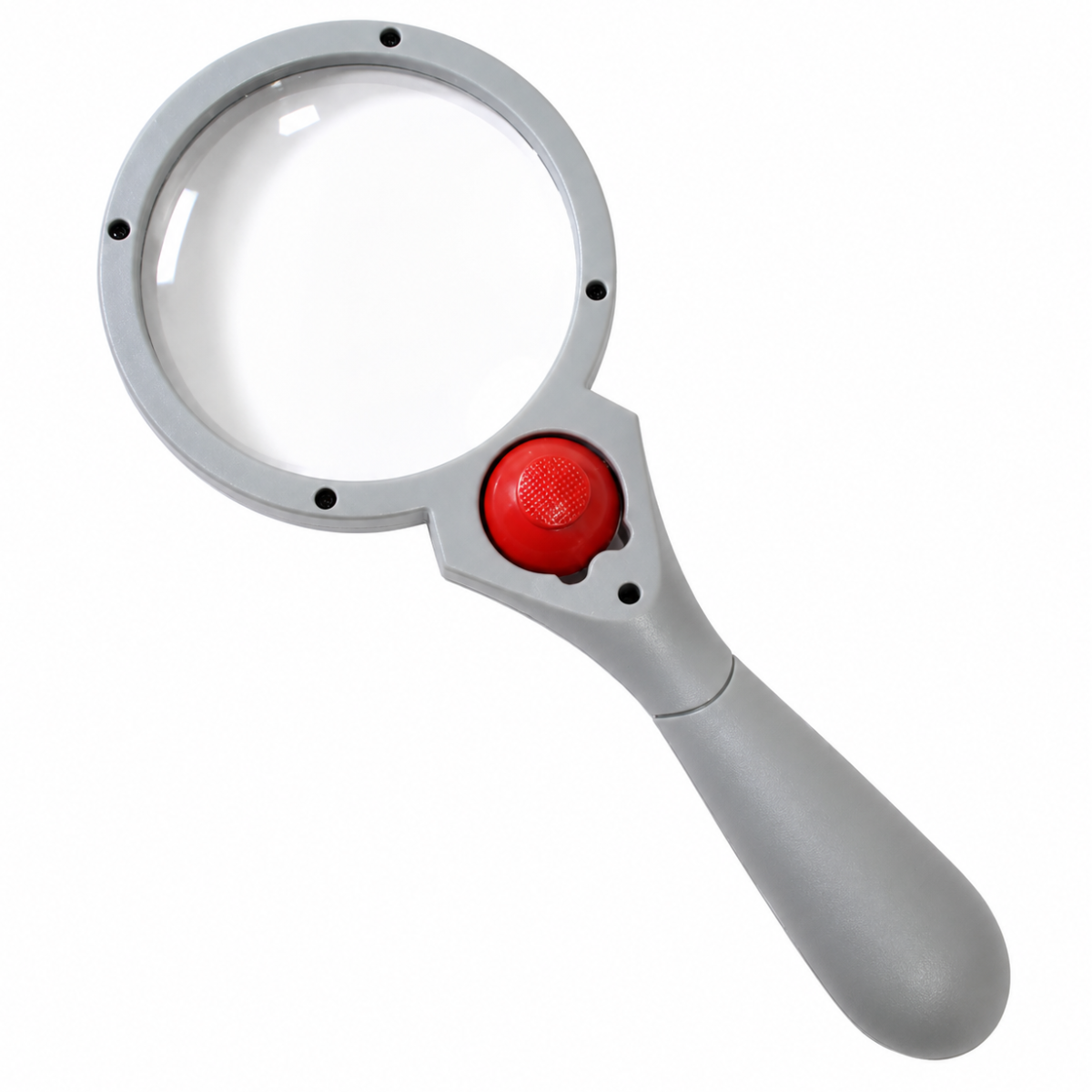 3X/5X LED Handheld Magnifier, 3.5-Inch Acrylic Lens with Adjustable Roller Ball Light, Gray Ergonomic Handle