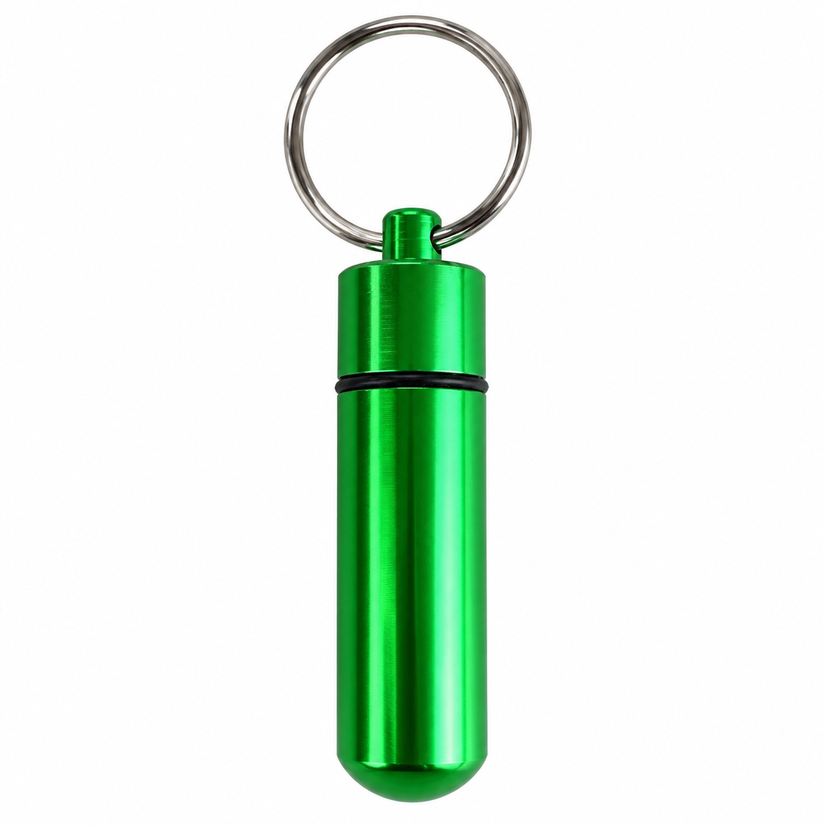 Aluminum Pill Holder Keychain with Inner Storage Tube, Mini Screw-Top Capsule Container for Small Items, 1-7/8 Inch, Green