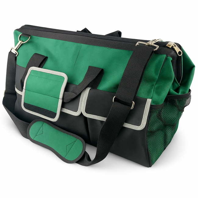 RAVEN 24" Heavy Duty Tool Bag with Pockets and Straps, Green and Black