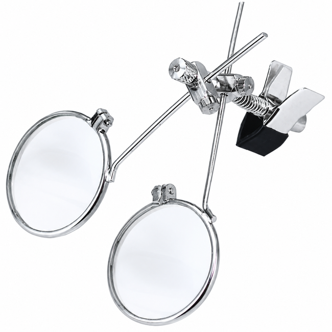 Double Lens Clip-On Eyeglass Loupe Magnifier, 3X Each Lens, Hands-Free Magnification for Jewelry, Electronics, Watch Repair, Crafts & Close Detail Work