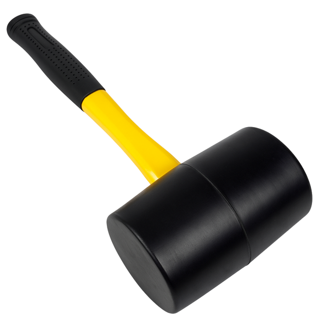 32 oz Rubber Mallet Hammer – 13" Fiberglass Handle with Non-Slip Grip – Heavy Duty Black Head for Carpentry, Flooring, Camping, and Construction Projects