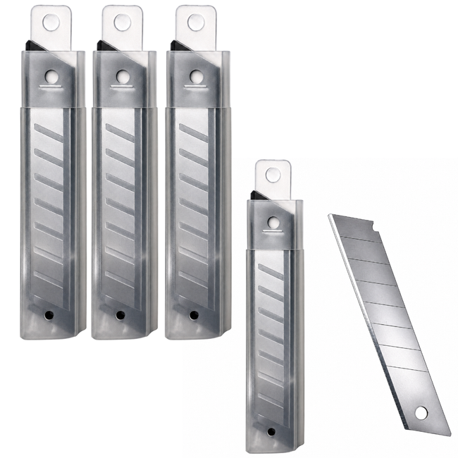 18mm Snap-Off Utility Knife Replacement Blades, 3-3/4 x 3/4 Inch, Pre-Scored Metal Blades with Protective Storage Cases, 6 per Case, Pack of 4 (24 Blades Total)