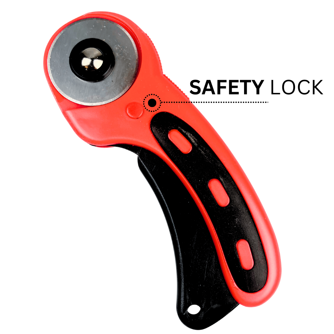 5.5" (14 cm) Safety Lock Rotary Cutter | Plastic Body & Stainless Steel Blade | Ideal for Crafting & School Art Projects | Precise Cuts with 1.75" (4.4 cm) Blade