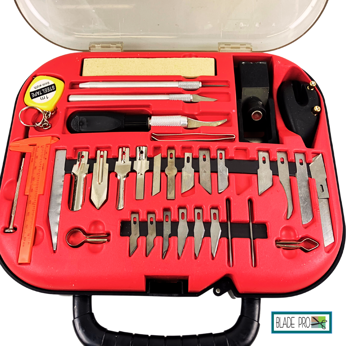 38-Piece Hobby Knife Set – Precision Craft Tool Kit with Assorted Blades, Handles, Planers, Caliper, Tape Measure & Storage Case – For Model Building, Carving, DIY, Woodworking & More