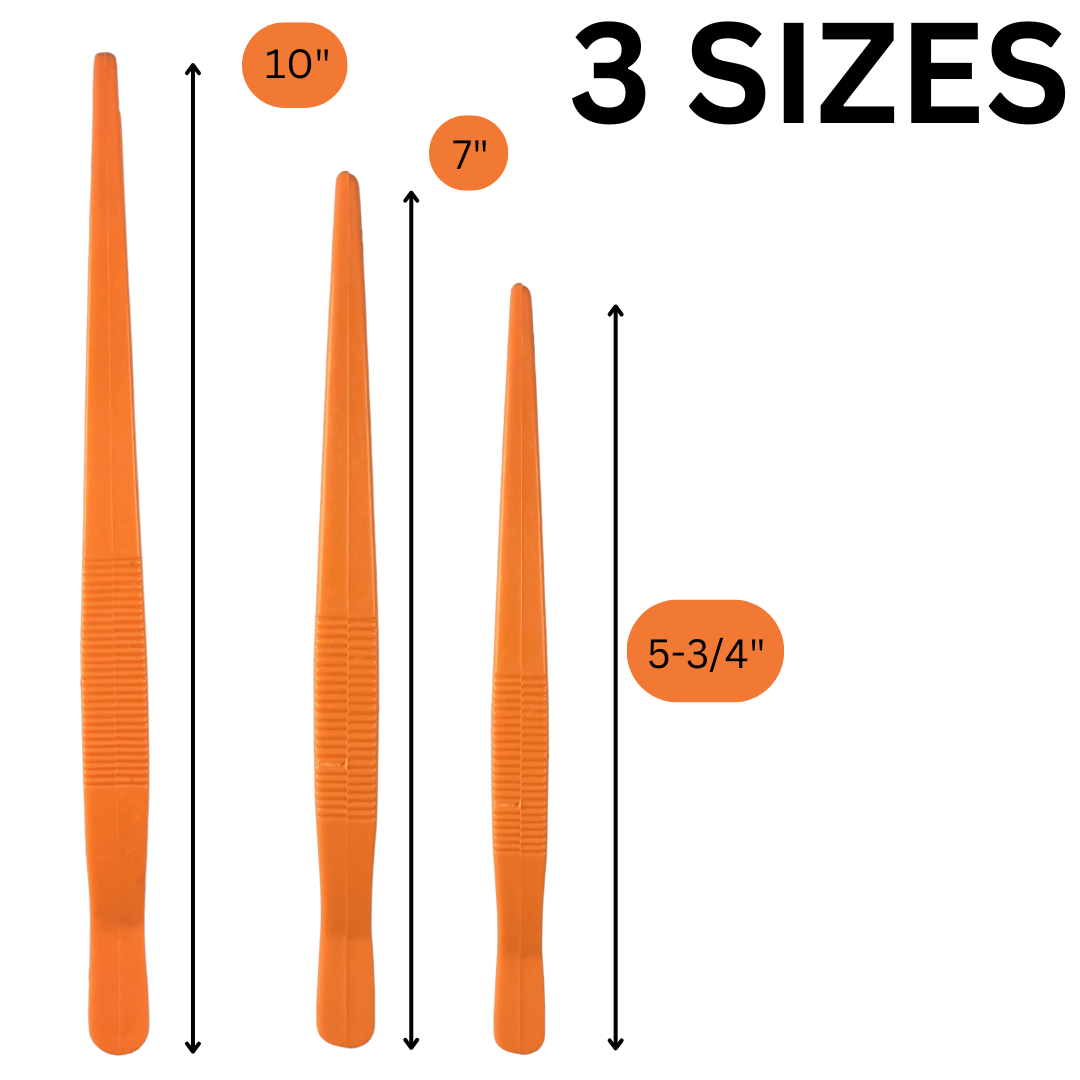 Premium Precision & Jumbo Tweezer Combo — 3-Piece Plastic Tweezer Set + 3-Piece Jumbo Stainless Steel Tweezers