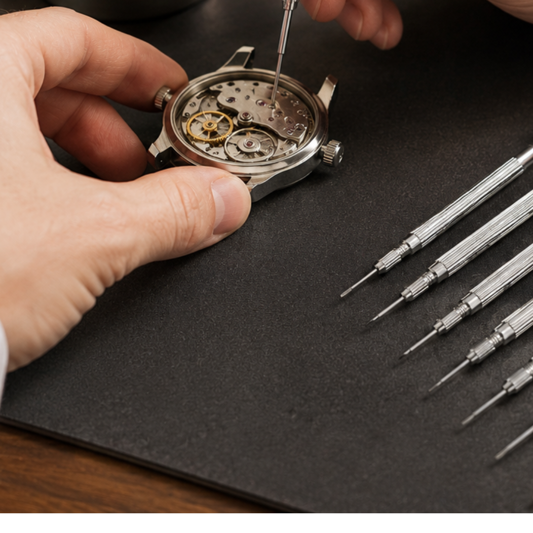 7 Piece Precision Flat Head Screwdriver Set, Color Coded Watch Repair Screwdrivers, Reversible Double Ended Blades, Textured Handles, Sizes 0.5mm to 1.5mm for Watches, Jewelry, Eyeglasses & Small Electronics