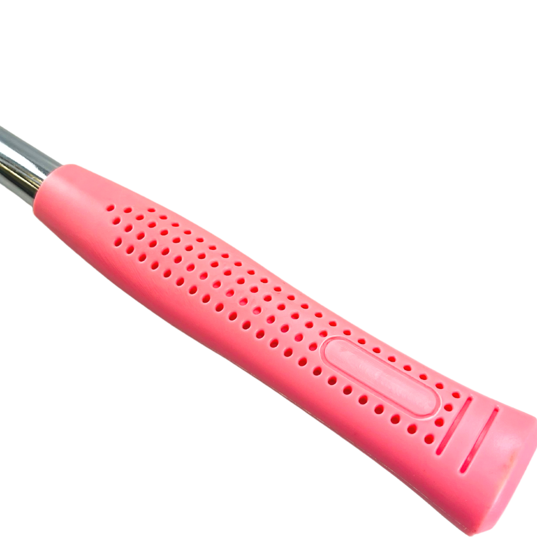8 oz Pink Claw Hammer – Heat-Treated Polished Steel Head with Comfort Grip Handle
