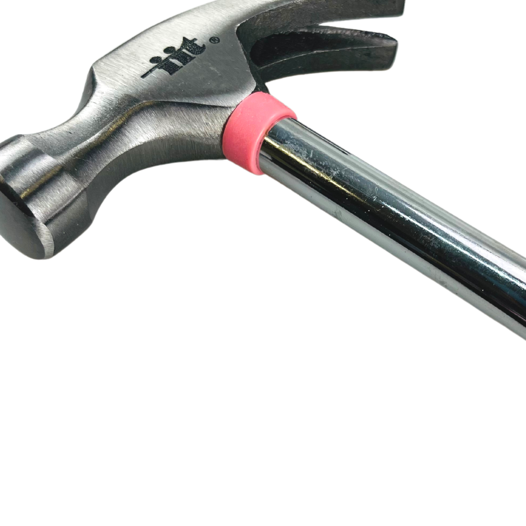 8 oz Pink Claw Hammer – Heat-Treated Polished Steel Head with Comfort Grip Handle