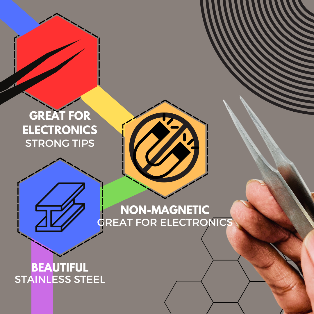 4 7/8 Inch Non Magnetic Tweezers With Sharp Points  - S1-08030