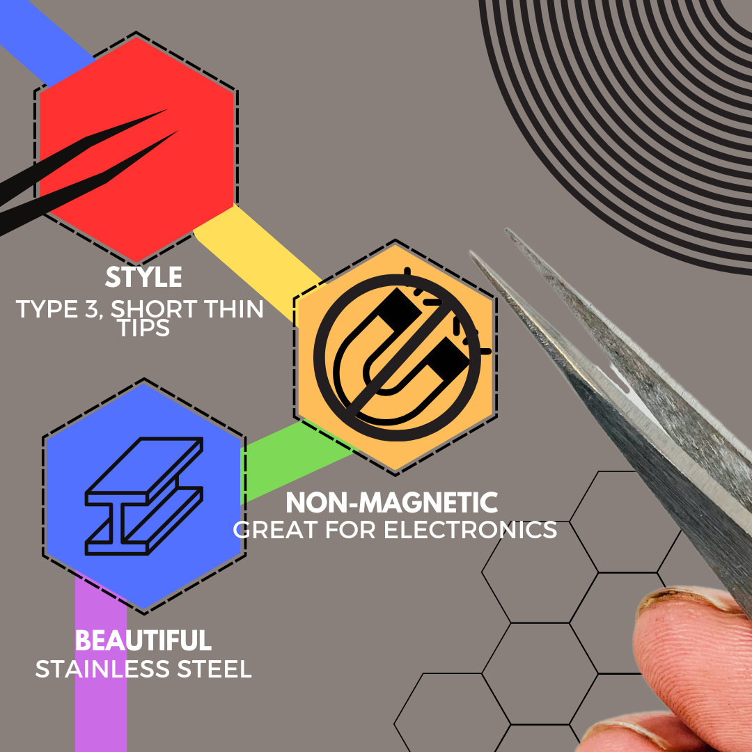 4-1/2 Inch Stainless Steel And Nickel Blend Non-Magnetic Tweezers (Pack of: 2) - S8-08032-Z02