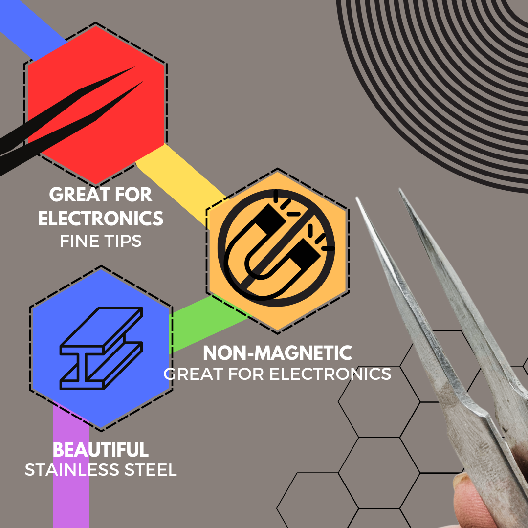 4.75" Non Magnetic Tweezers with Ultra Fine Tips (Pack of: 2) - S1-08034-Z02