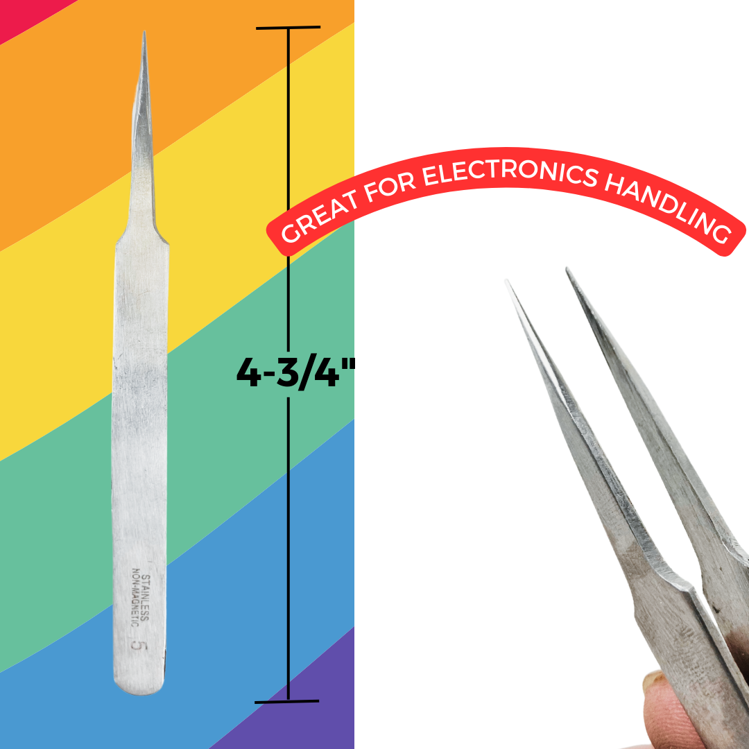 4.75" Non Magnetic Tweezers with Ultra Fine Tips (Pack of: 2) - S1-08034-Z02