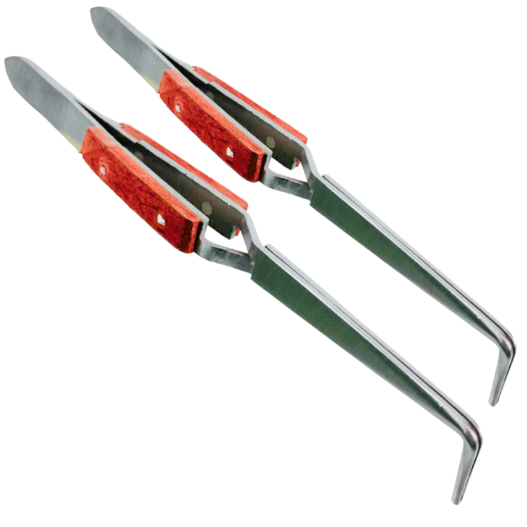 Fiber Grip Cross Locking Tweezer, 90 Degree Angle (Pack of: 2) - S1-08545-Z02