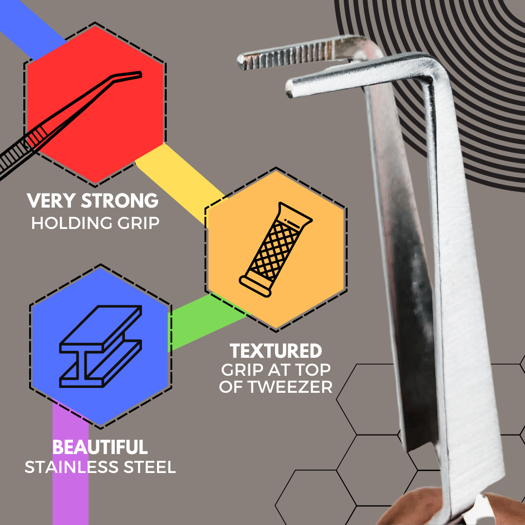 Fiber Grip Cross Locking Tweezer, 90 Degree Angle (Pack of: 2) - S1-08545-Z02