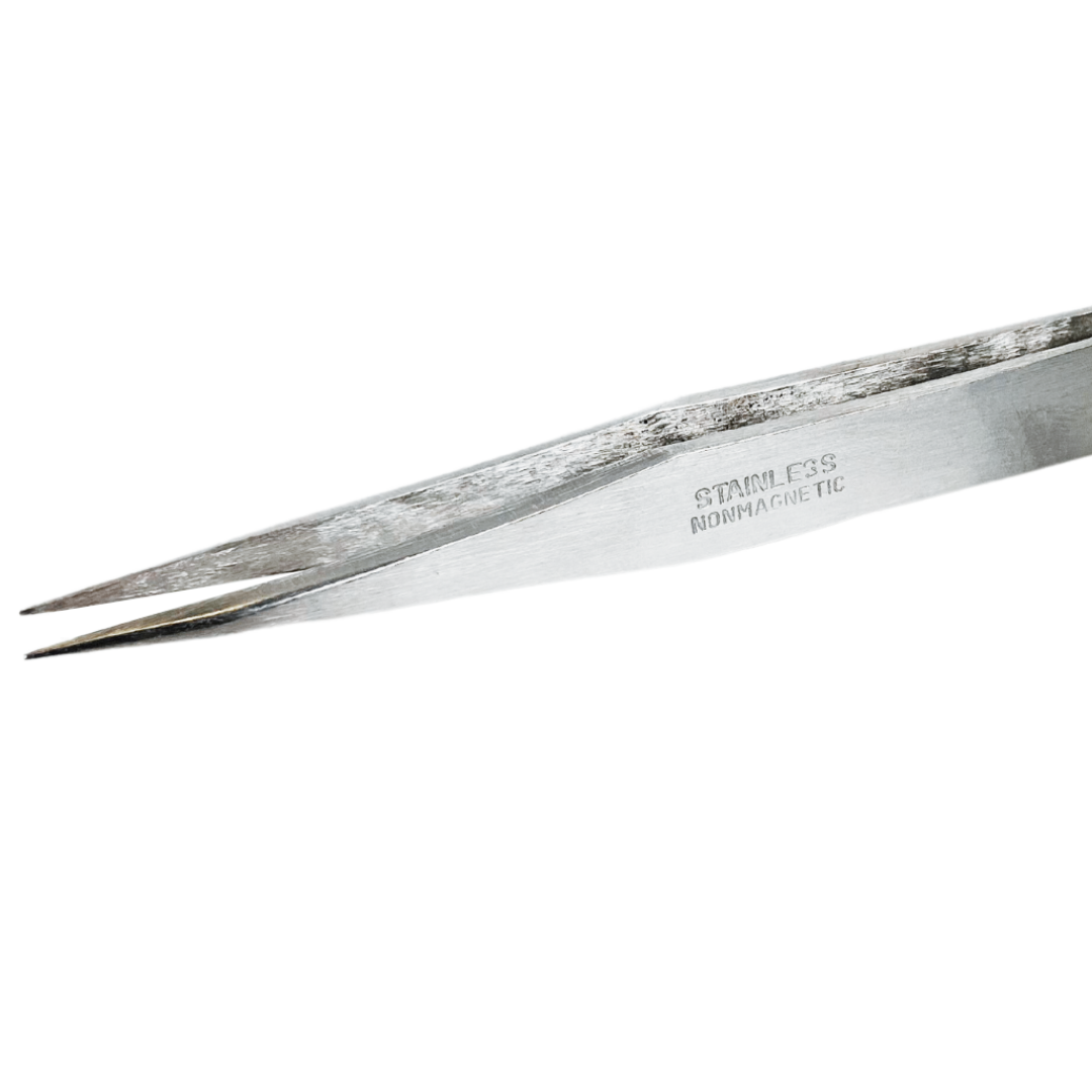 Non-Magnetic Stainless Steel Tweezer Type 00 - Perfect for Precision Electronic Work (4-3/4" Length, Thick Shank, Strong Tip)