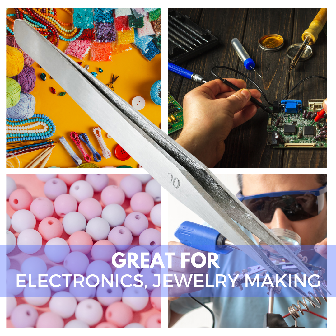 Non-Magnetic Stainless Steel Tweezer Type 00 - Perfect for Precision Electronic Work (4-3/4" Length, Thick Shank, Strong Tip)