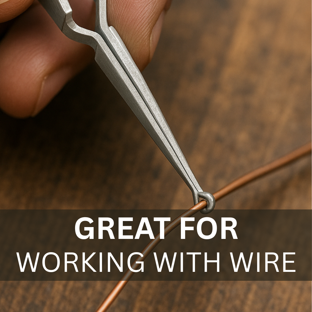 Curved Tip Cross-Locking Tweezers – 4-5/8" Stainless Steel Self-Closing Tweezers for Wire Work, Jewelry Making, and Hobby Crafting