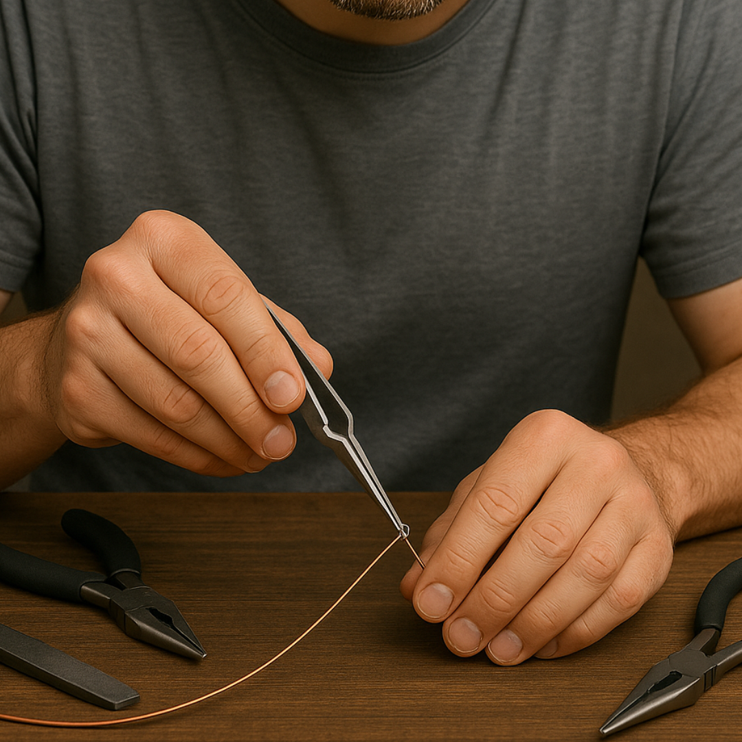 Curved Tip Cross-Locking Tweezers – 4-5/8" Stainless Steel Self-Closing Tweezers for Wire Work, Jewelry Making, and Hobby Crafting