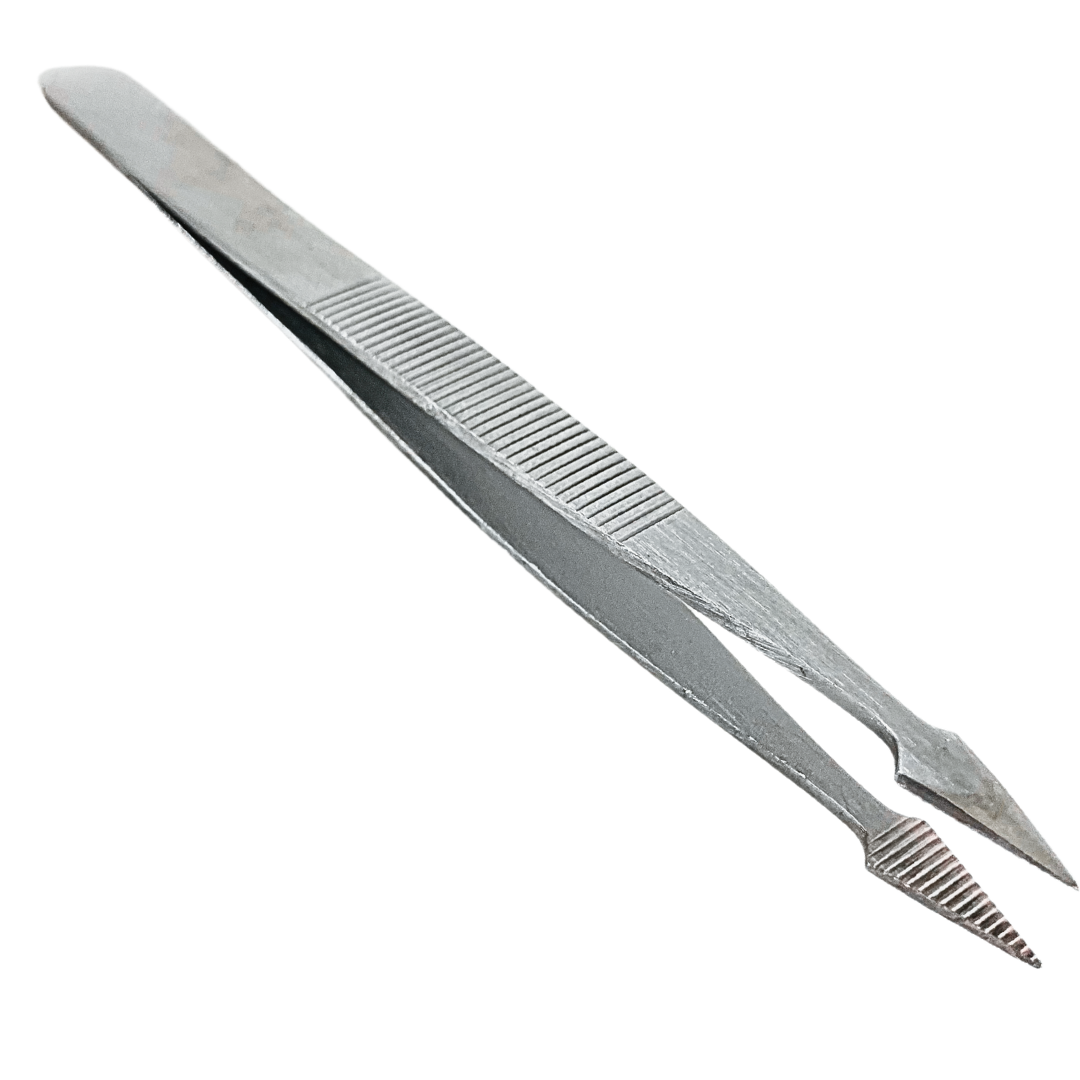 5-Inch Arrowhead Tip Stainless Steel Tweezers, Fine Point Serrated Jaws, Textured Non-Slip Grip for Crafts, Electronics, Jewelry and Small Parts – S8597