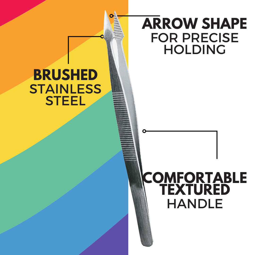 5-Inch Arrowhead Tip Stainless Steel Tweezers, Fine Point Serrated Jaws, Textured Non-Slip Grip for Crafts, Electronics, Jewelry and Small Parts – S8597