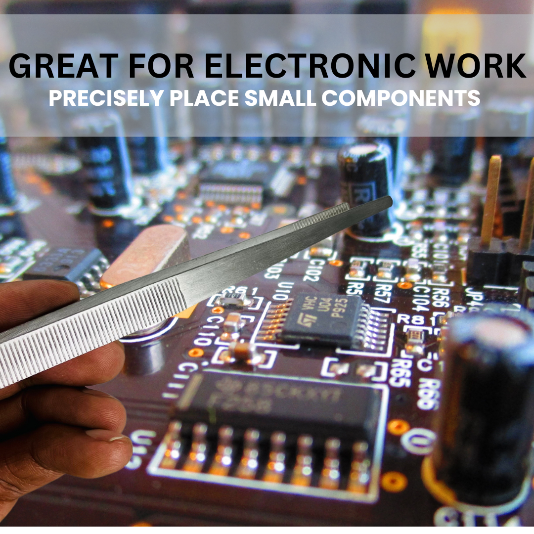 8", 10" & 12" Jumbo Stainless Steel Tweezers Set (3-Piece) – Extra-Long Blunt Tip Craft & Jewelry Tweezers