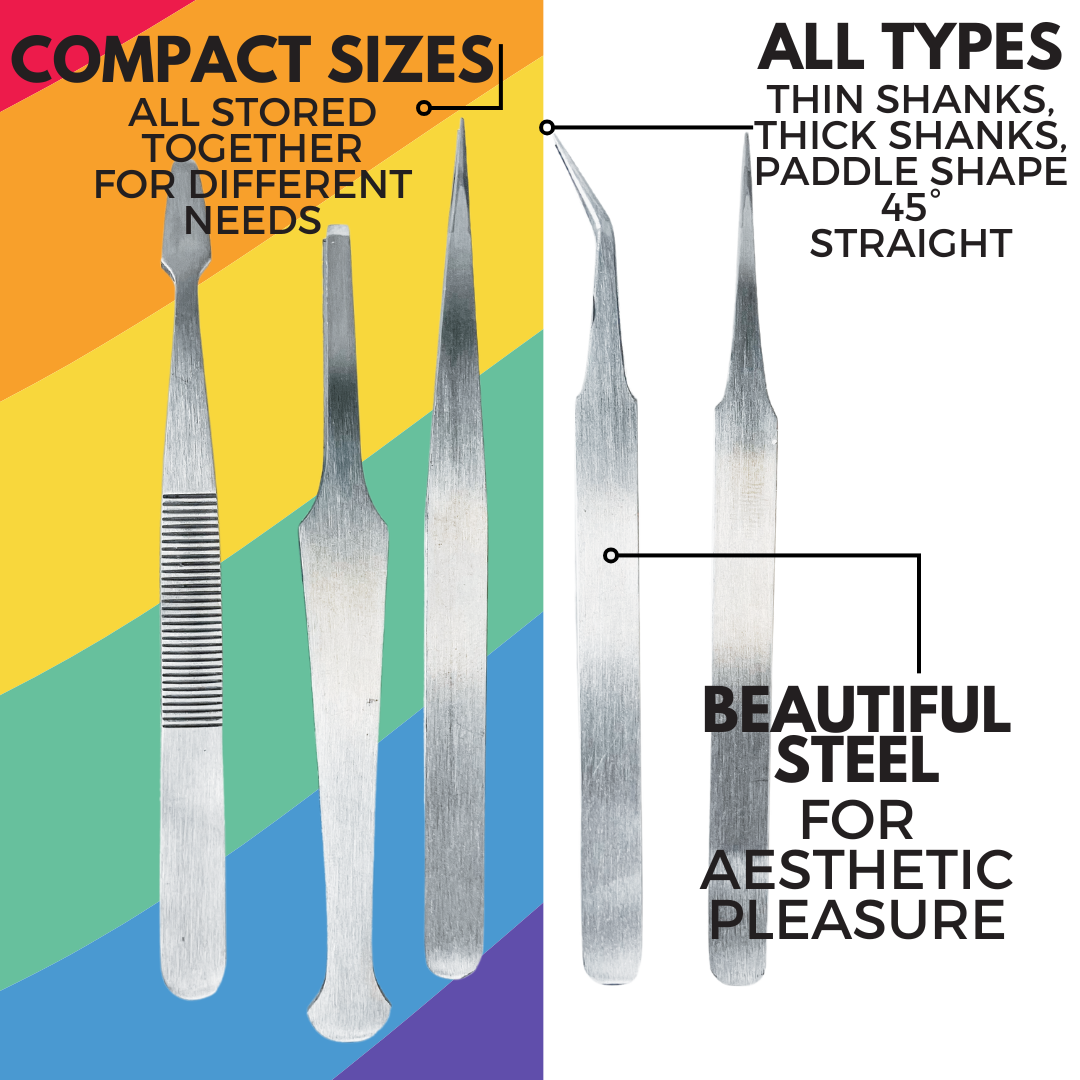 5 Piece Precision Stainless Steel Tweezers Set – 4" to 4.75" Straight, Bent & Tapered Tip Tweezers for Jewelry Making, Electronics Repair, Crafts, Hobby, Laboratory Work – S1-08642