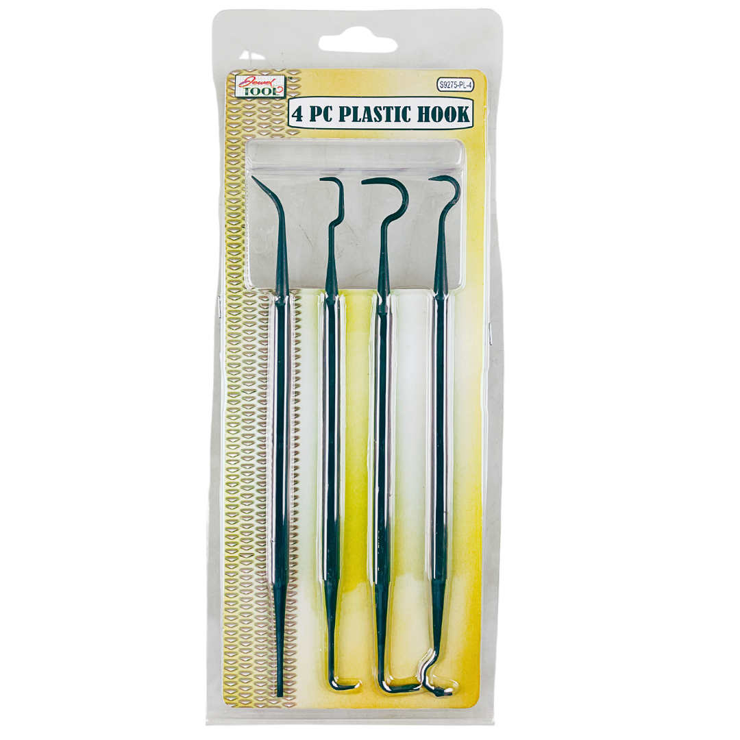 4 PC Plastic Hook Set – 8.25" Picks for Cleaning & Detailing – Automotive, Home & Hobby Use