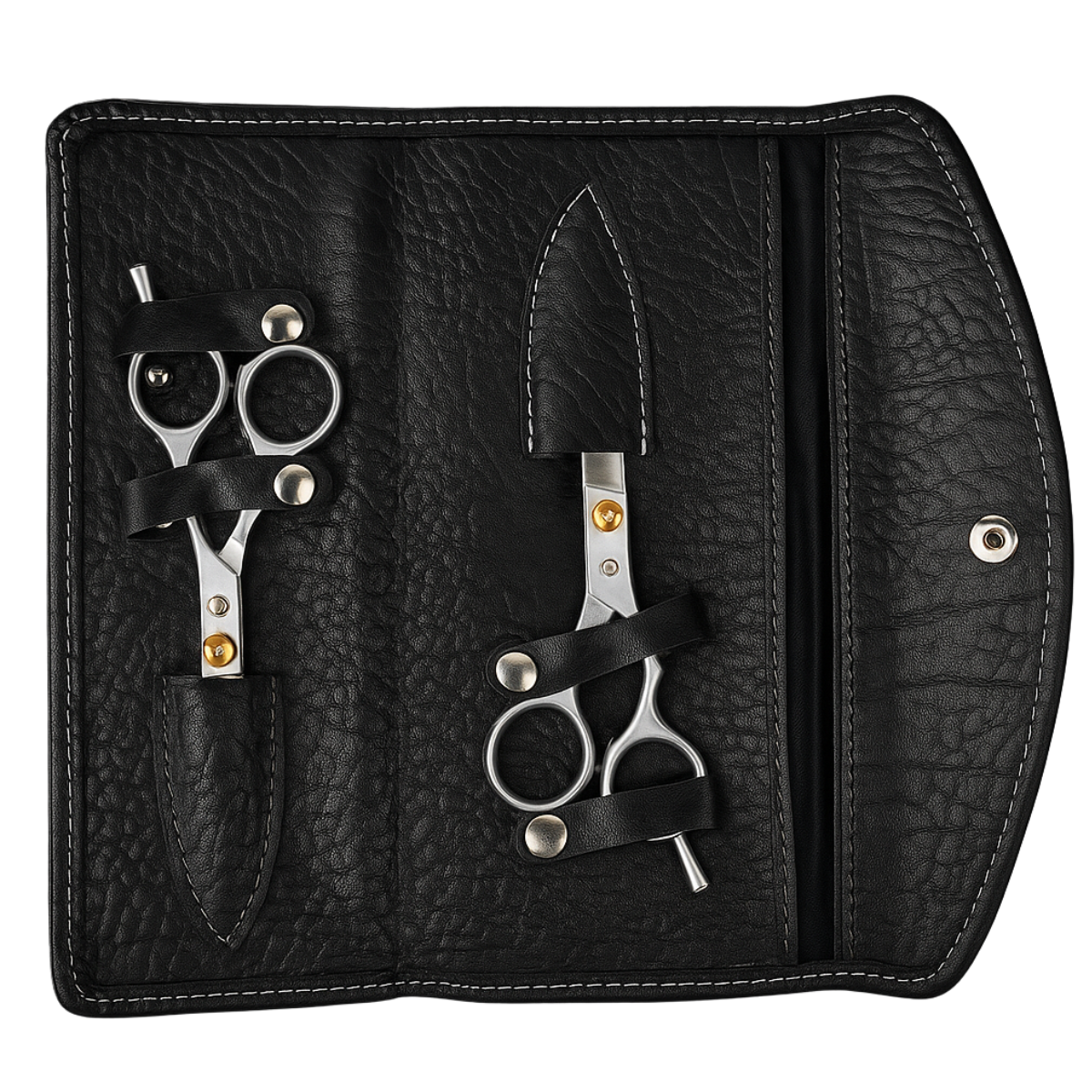 Professional Barber Scissors & Thinning Shears Set – 5" Stainless Steel Hair Cutting Tools with Snap Case & Extra Storage Compartment