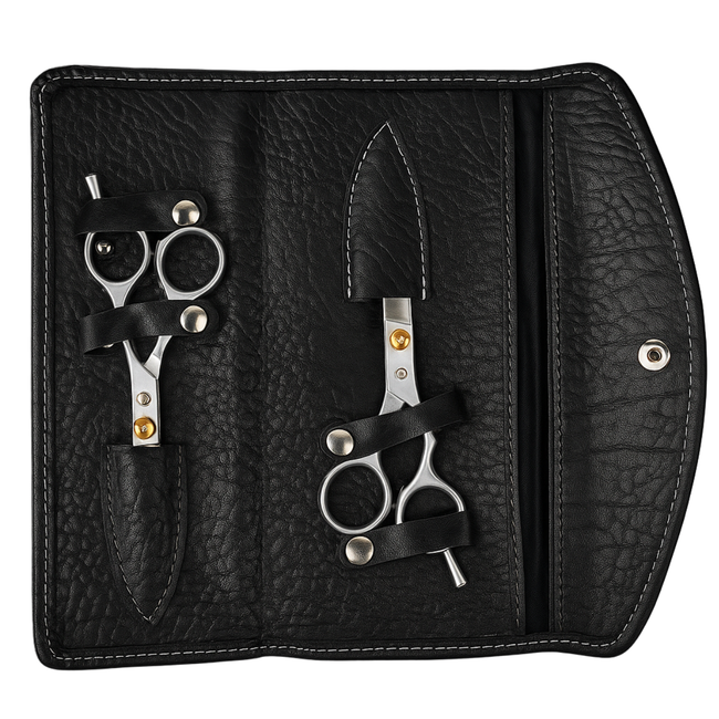 Professional Barber Scissors & Thinning Shears Set – 5" Stainless Steel Hair Cutting Tools with Snap Case & Extra Storage Compartment