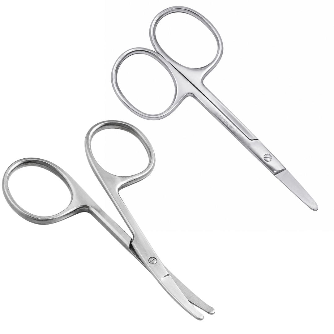 3.5 Inch Baby Safety Scissors with Curved Blades – Stainless Steel Rounded Tip Nail Scissors for Babies & Adults, Pack of 2