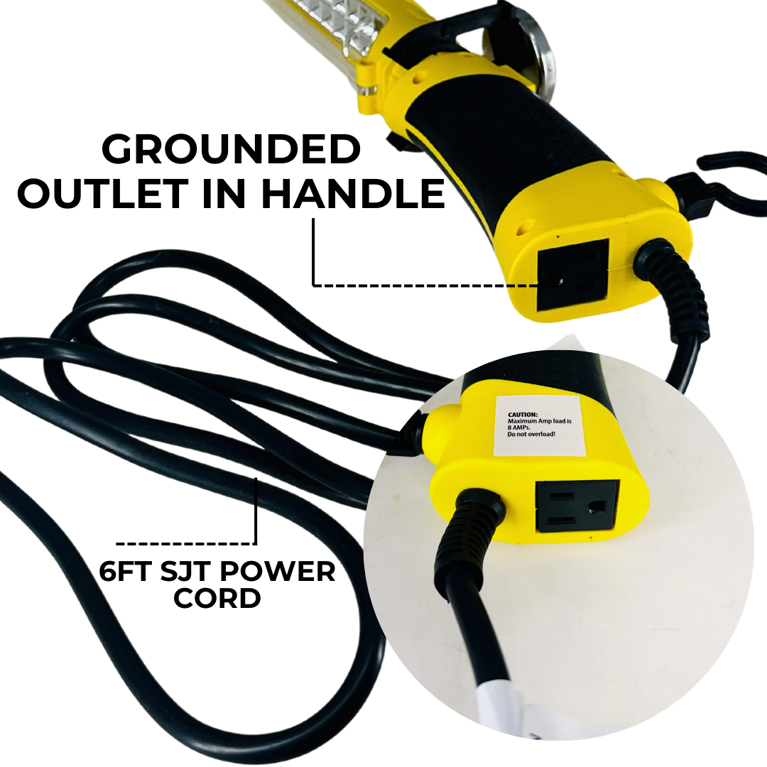 Heavy-Duty 20 LED Work Light with Built-in Outlet and Magnet