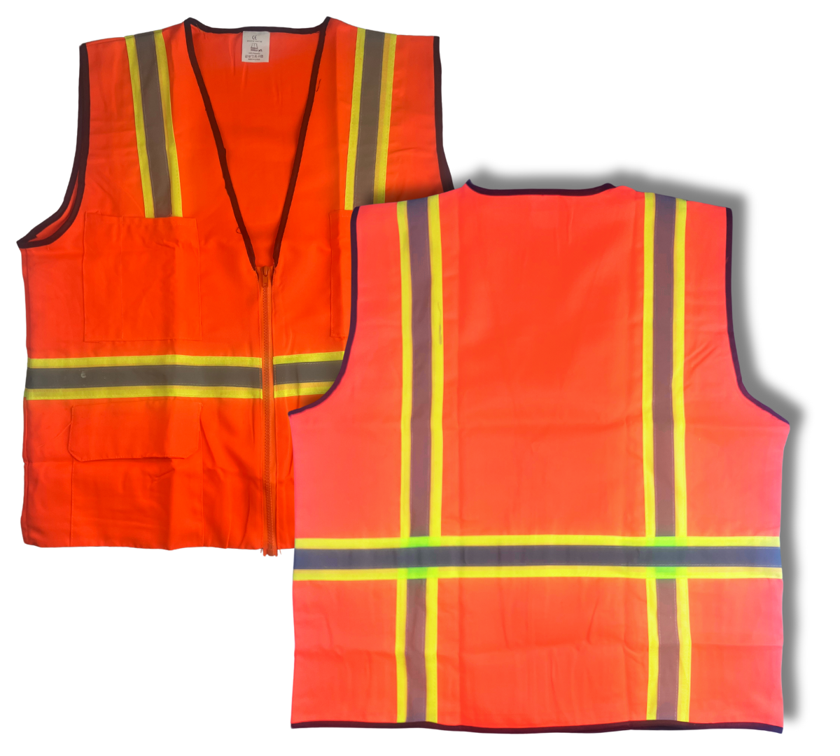 Bright Orange Safety Vest With Reflective Stripes Adult Size 6X Large  - SF-42718