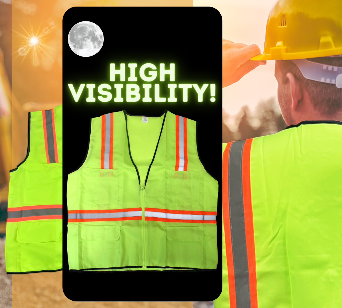 Bright Neon Green Safety Vest With Reflective Stripes Adult Size 5X Large  - SF-33718