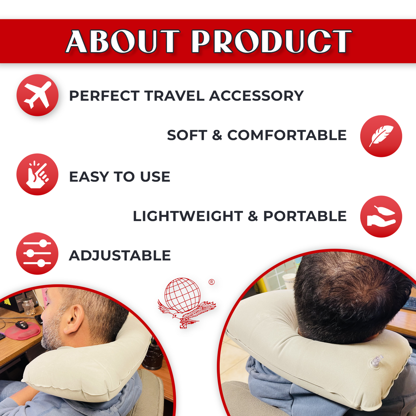 13 x 9 Inch Inflatable Neck Pillow  - TA-24500