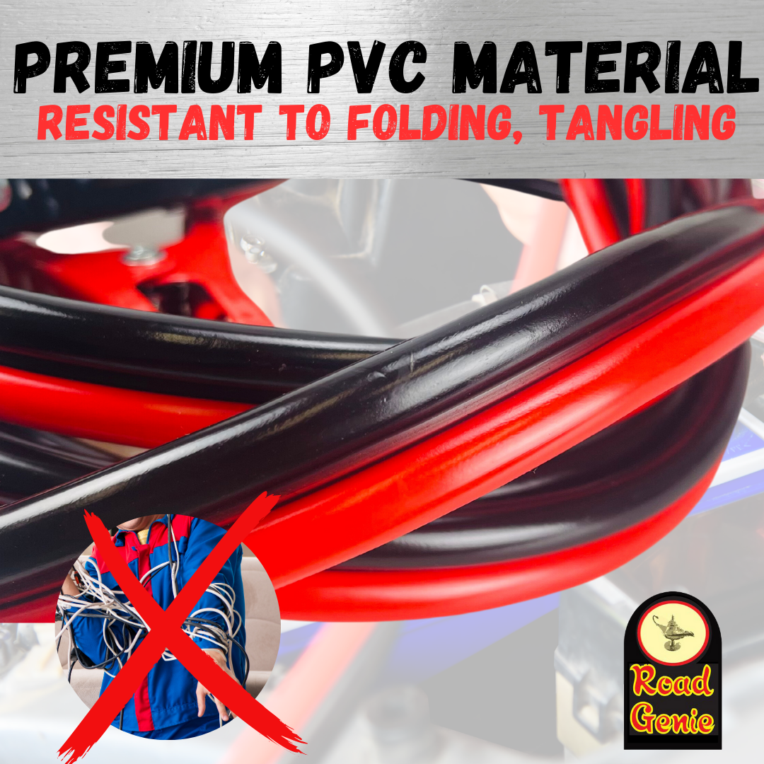 ROAD GENIE 20 Foot, 2 Gauge Booster Cable with Color-Coded Clamps and Carrying Pouch for Easy and Reliable Jump-Starting