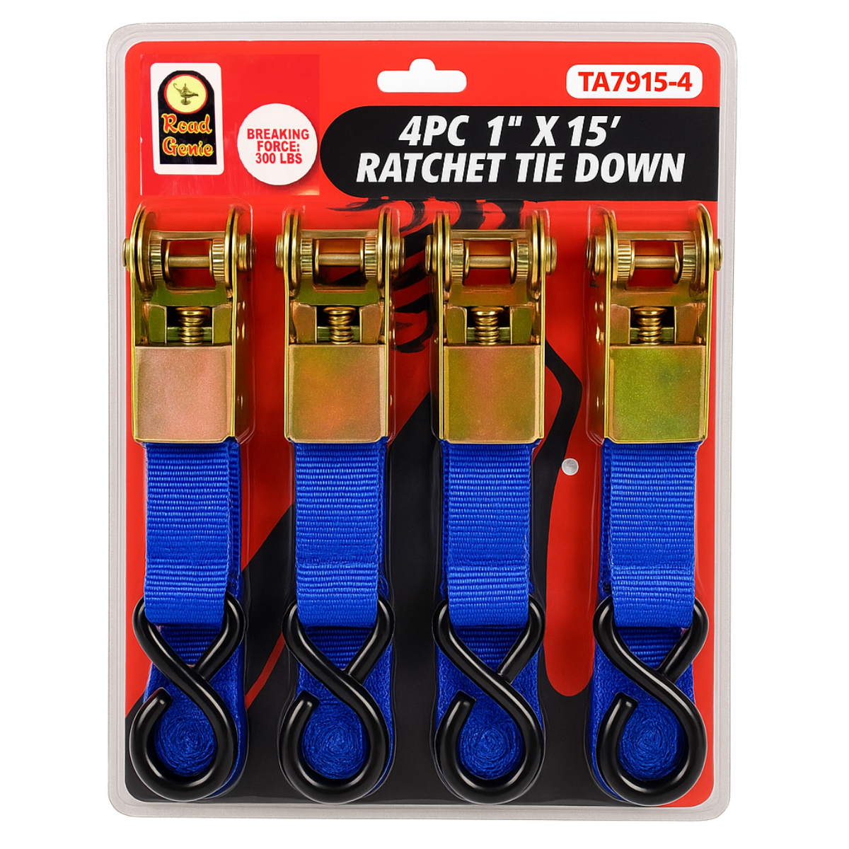 4 Piece Ratchet Tie Down Set (Pack of: 1) - TA7915-4