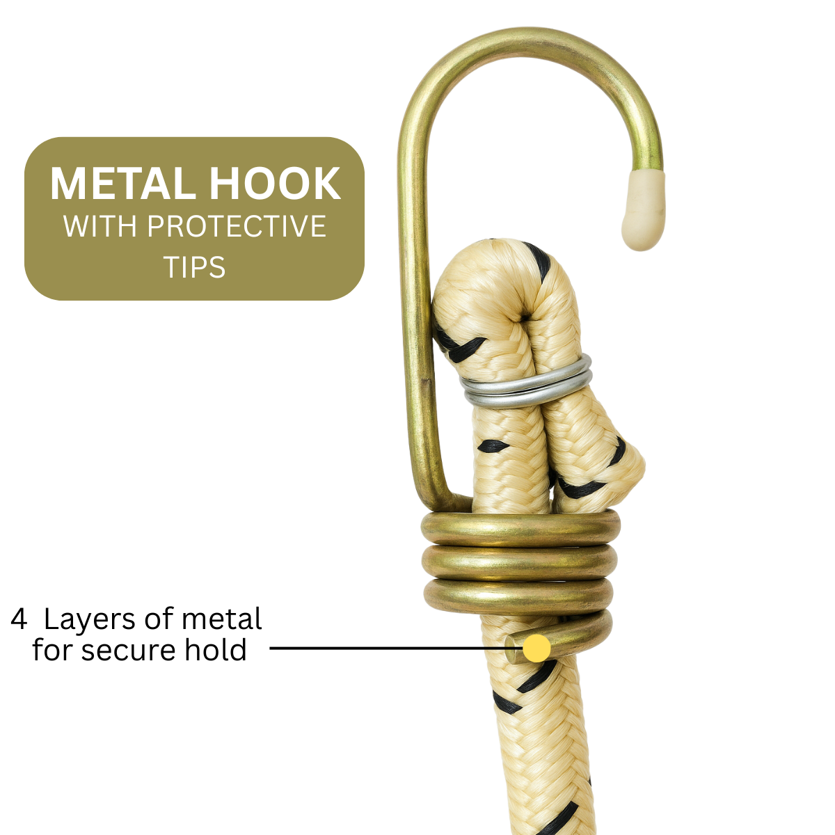 2 Pc. Heavy-Duty 24" White and Black Striped Bungee Cord with Rubber-Tipped Hooks – Strong Elastic Tie Down for Cargo, Camping, and Travel