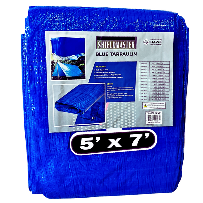 5x7 Foot Multipurpose Waterproof Blue Tarp, 65 GSM  - TB-00507