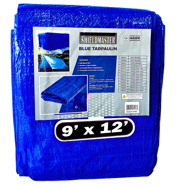 9x12 Foot Multipurpose Waterproof Blue Tarp, 70 GSM  - TB-00912