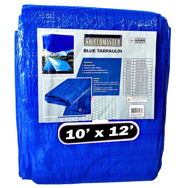 10x12 Foot Multipurpose Waterproof Blue Tarp, 70 GSM  - TB-11012