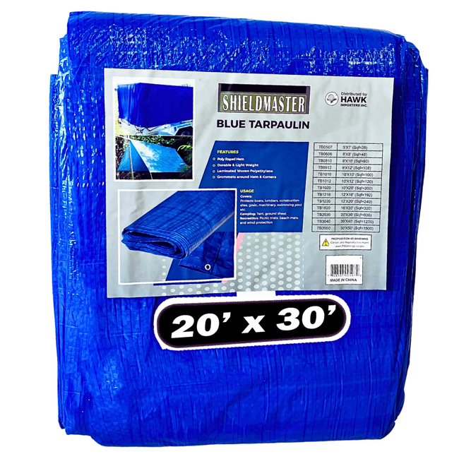 20x30 Foot Multipurpose Waterproof Blue Tarp, 70 GSM  - TB-02030